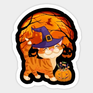 Cat pumpkin witch Sticker